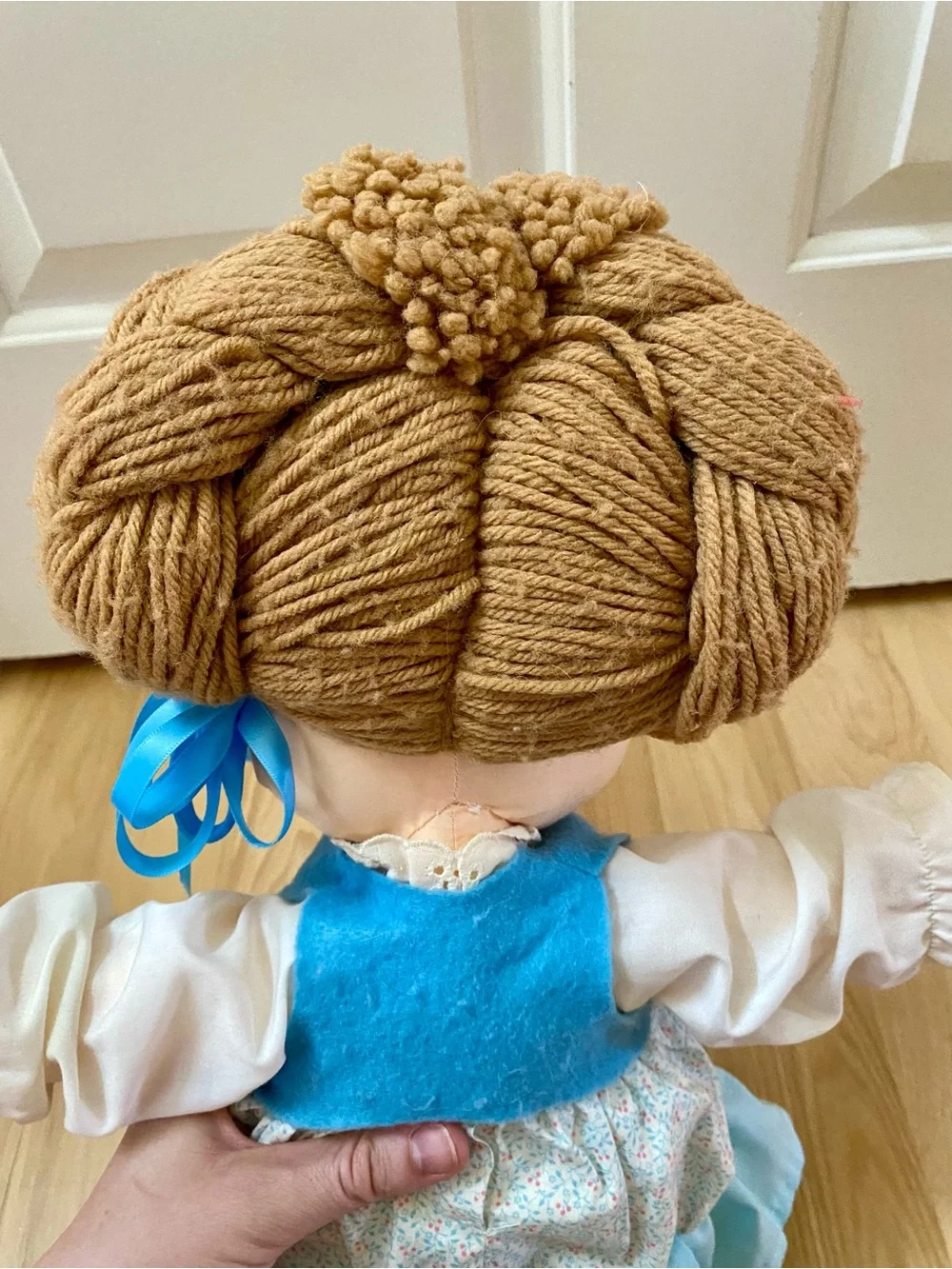 Rag Doll with Yarn Hair and Blue Dress 20”